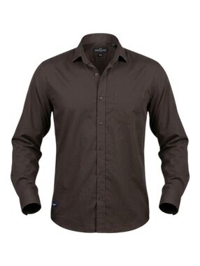 Men's "Brand Wings" Brown Long-Sleeve Button-Up Dress Shirt Slim Fit XXL